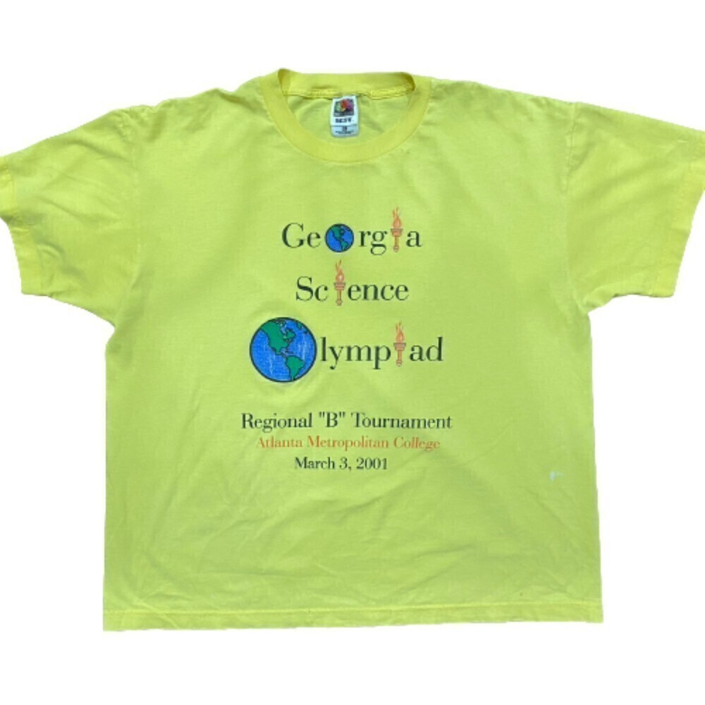 Georgia Science Olympiad Regional 2001 Vintage Yellow T-Shirt Men's Size XL